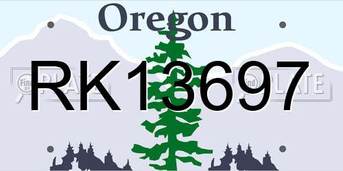 RK13697 Oregon License Plate