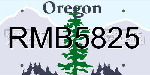 RMB5825 Oregon License Plate