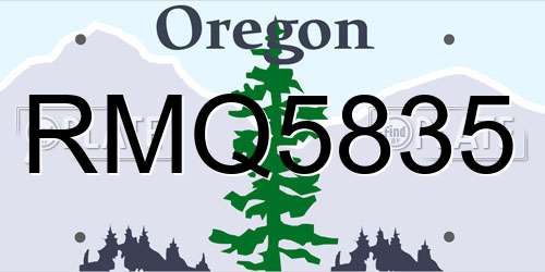 RMQ5835 Oregon License Plate