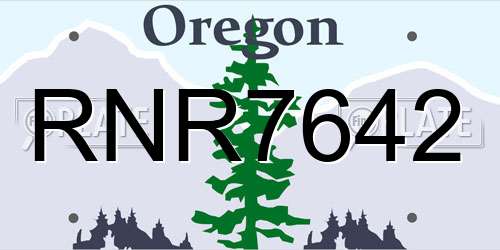 RNR7642 Oregon License Plate