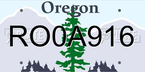 RO0A916 Oregon License Plate