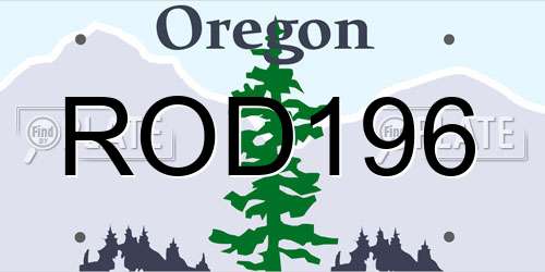 ROD196 Oregon License Plate