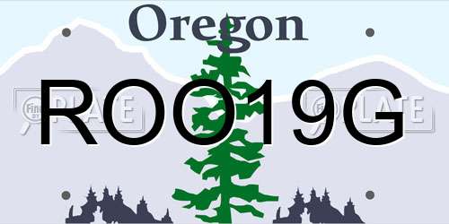 ROO19G Oregon License Plate