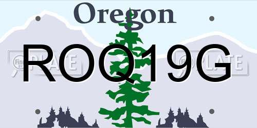 ROQ19G Oregon License Plate