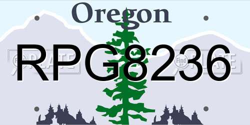 RPG8236 Oregon License Plate