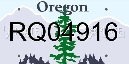 RQ04916 Oregon License Plate