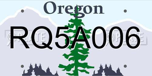 RQ5A006 Oregon License Plate