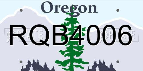 RQB4006 Oregon License Plate