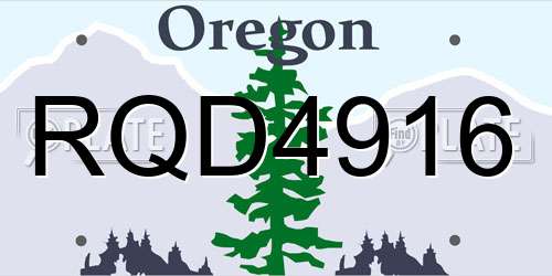 RQD4916 Oregon License Plate