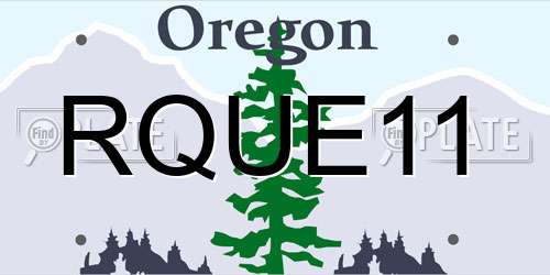 RQUE11 Oregon License Plate