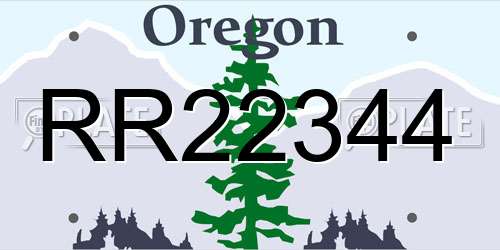 RR22344 Oregon License Plate