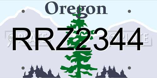 RRZ2344 Oregon License Plate