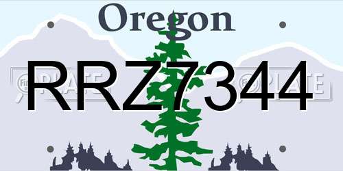 RRZ7344 Oregon License Plate