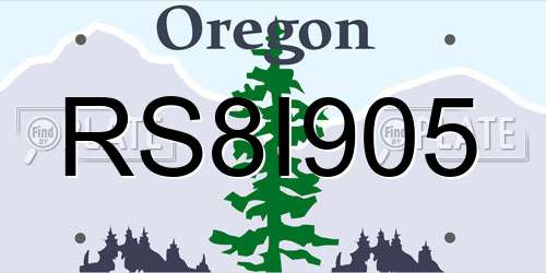 RS8I905 Oregon License Plate