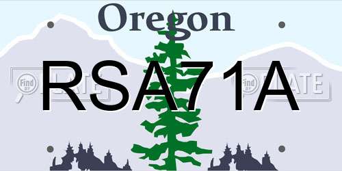 RSA71A Oregon License Plate