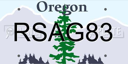 RSAG83 Oregon License Plate