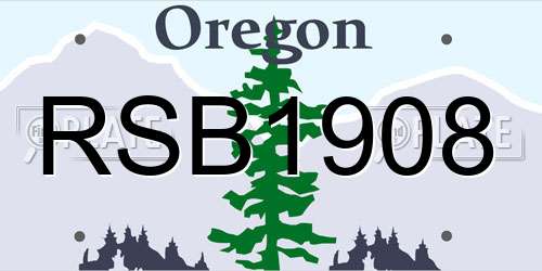 RSB1908 Oregon License Plate