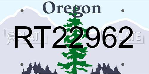 RT22962 Oregon License Plate