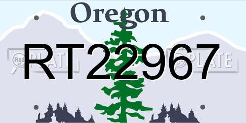 RT22967 Oregon License Plate