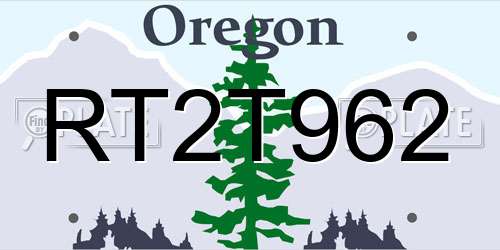RT2T962 Oregon License Plate