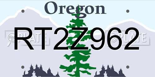 RT2Z962 Oregon License Plate