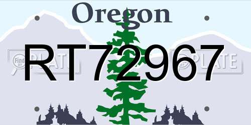 RT72967 Oregon License Plate