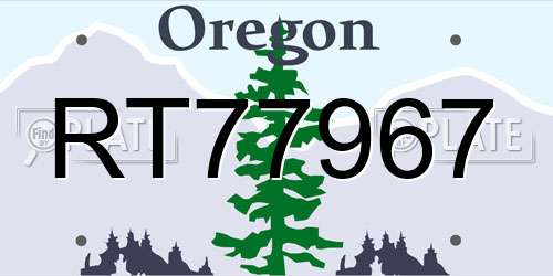 RT77967 Oregon License Plate
