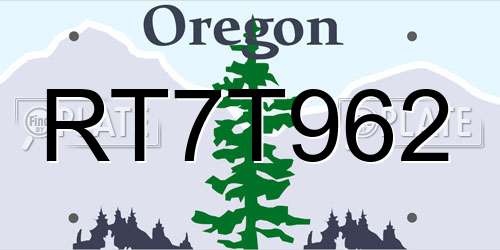 RT7T962 Oregon License Plate