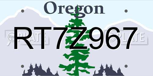 RT7Z967 Oregon License Plate
