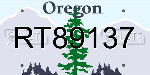 RT89137 Oregon License Plate