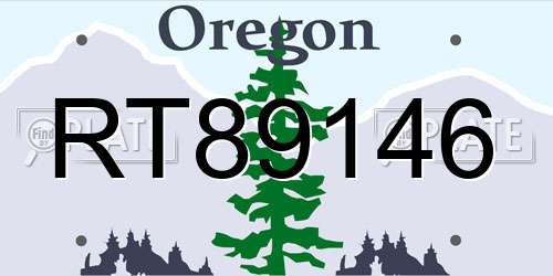 RT89146 Oregon License Plate