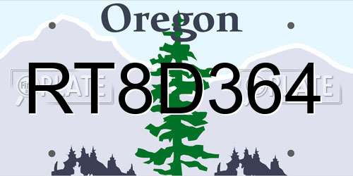 RT8D364 Oregon License Plate