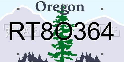 RT8O364 Oregon License Plate