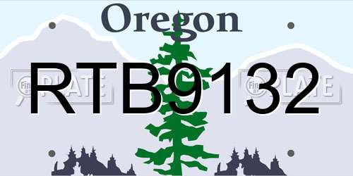 RTB9132 Oregon License Plate
