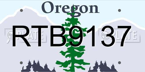 RTB9137 Oregon License Plate
