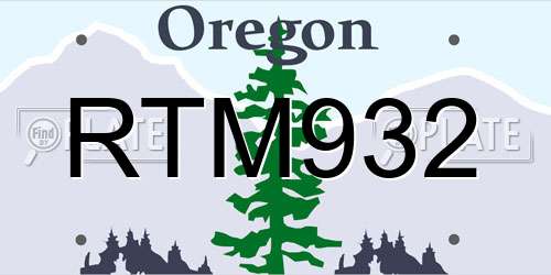 RTM932 Oregon License Plate