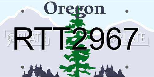 RTT2967 Oregon License Plate
