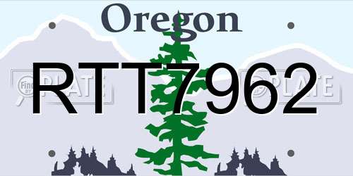 RTT7962 Oregon License Plate
