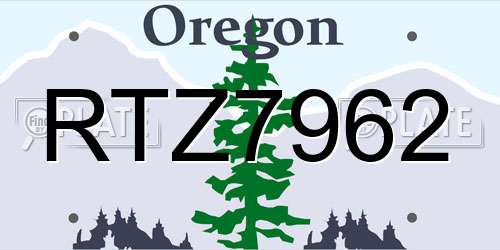 RTZ7962 Oregon License Plate