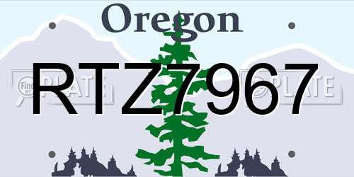 RTZ7967 Oregon License Plate