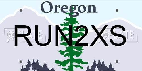 RUN2XS Oregon License Plate
