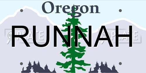 RUNNAH Oregon License Plate