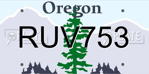 RUV753 Oregon License Plate