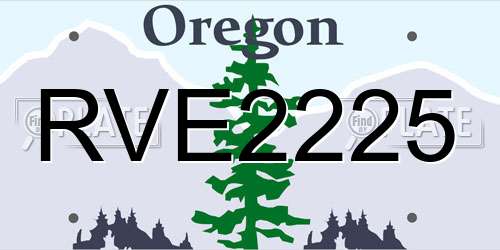 RVE2225 Oregon License Plate