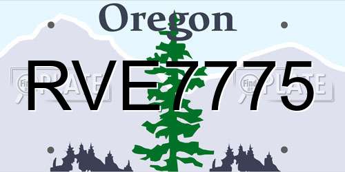 RVE7775 Oregon License Plate