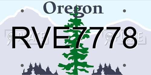 RVE7778 Oregon License Plate