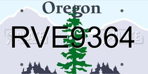 RVE9364 Oregon License Plate