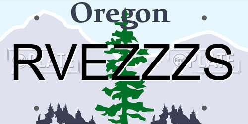 RVEZZZS Oregon License Plate