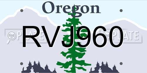 RVJ960 Oregon License Plate