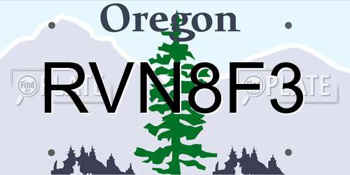 RVN8F3 Oregon License Plate